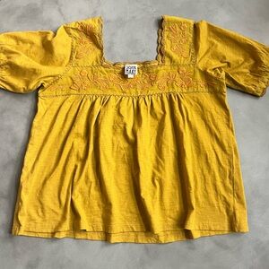 Sister Mary embroidered mustard yellow top